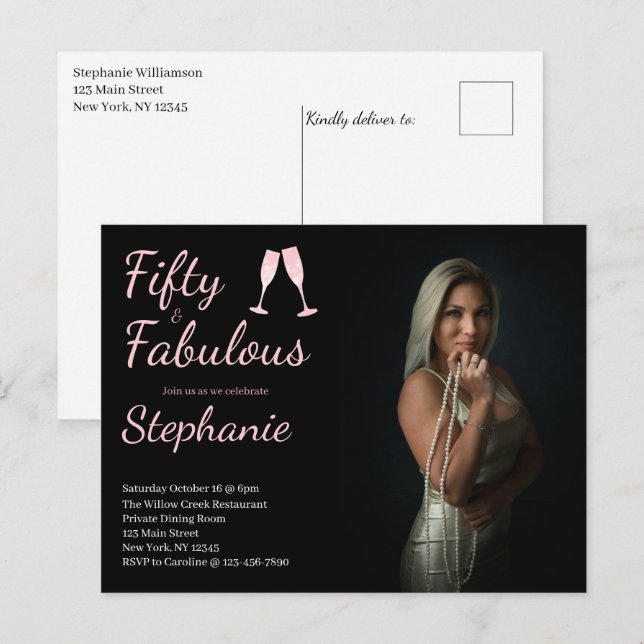 Postal 50 and Fabulous | 50th Birthday Party Photo (Anverso / Reverso)