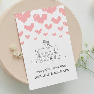 Postal 50 Aniversario de Boda Pareja Casada Corazones