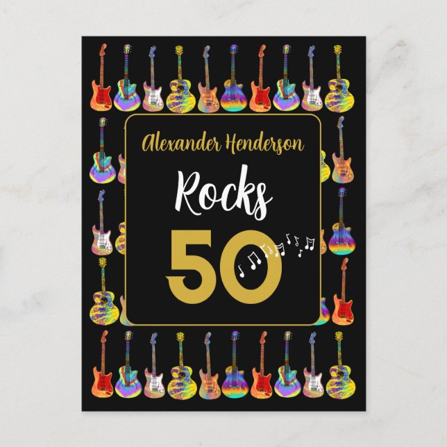 Postal 50 años Guitar Rocks 50 Personalizado (Anverso)