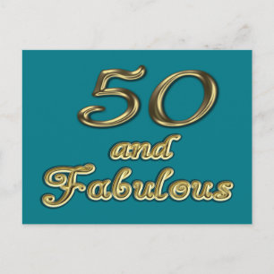 Postal 50 años y fabulosa tipografía de oro de cumpleaños