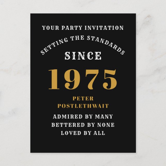 Postal 50 Cumpleaños 1975 Negro Oro (Anverso)