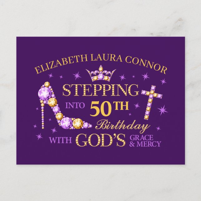 Postal 50 cumpleaños, damas, cristiano (Anverso)