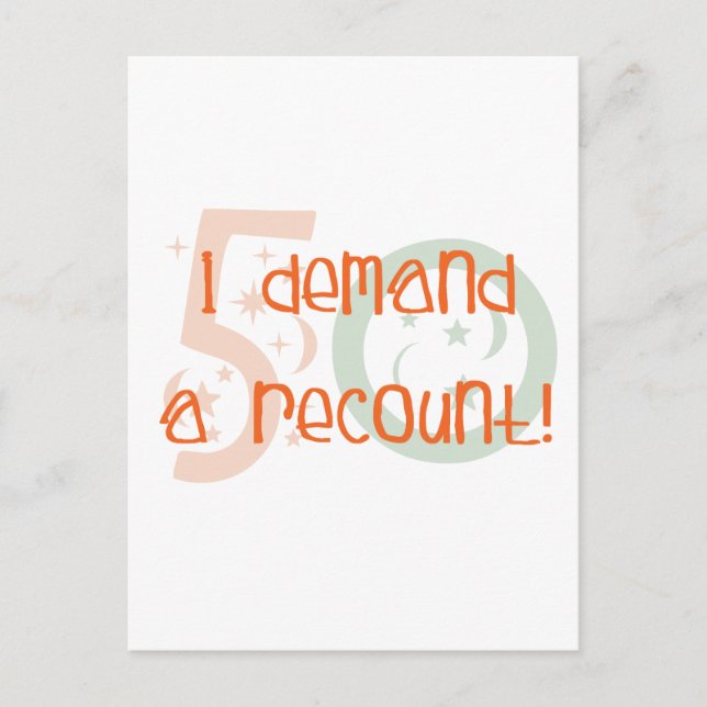 Postal 50 regalos de cumpleaños, ¡exijo un recuento! (Anverso)
