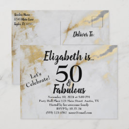 Postal 50 y fabuloso Mármol gris dorado con texto negro