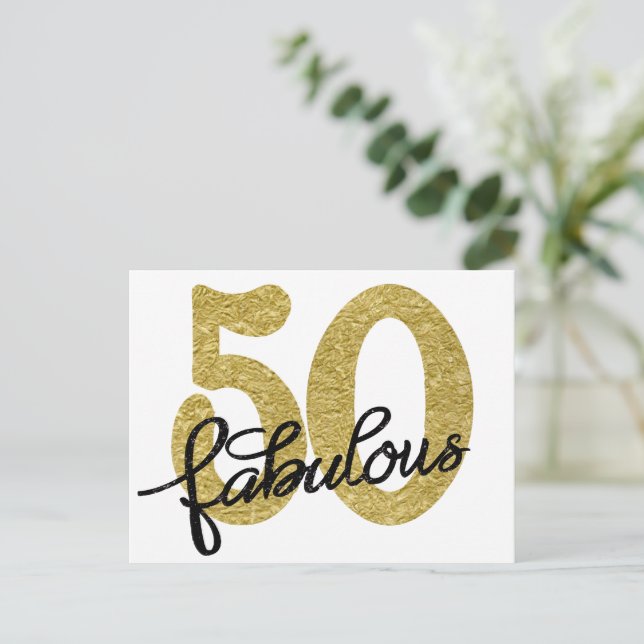 Postal 50 y fabuloso | Oro clásico negro y blanco (Anverso de pie)