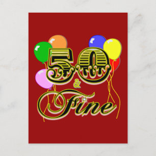Postal 50 y regalos y ropa de cumpleaños finos