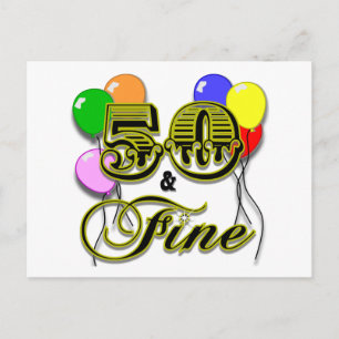 Postal 50 y regalos y ropa de cumpleaños finos