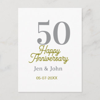 Postal 50th happy anniversary name date silver gold date 