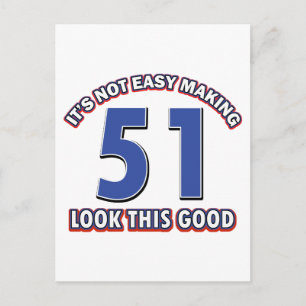 Postal 51 años diseños de cumpleaños antiguos