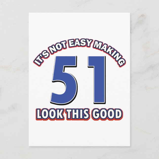 Postal 51 años diseños de cumpleaños antiguos (Anverso)