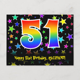 Postal 51° cumpleaños: Patrón de estrellas divertidas, ar