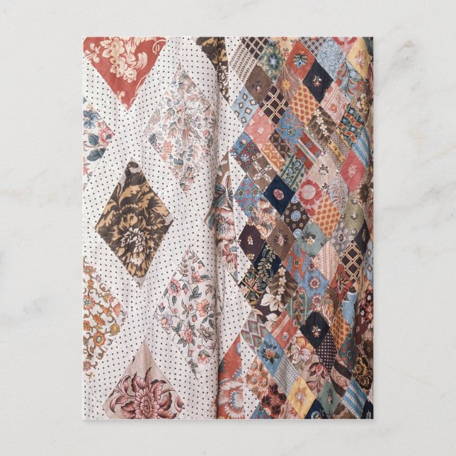 Postal 53:Detalle de un colcha de patchwork hecho por la  (Anverso)