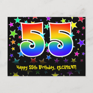 Postal 55º cumpleaños: Patrón de estrellas divertidas, ar