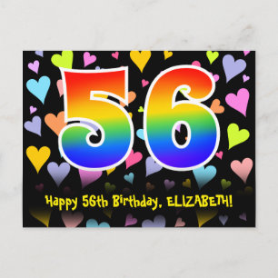Postal 56º cumpleaños: Patrón de corazones divertidos, ar