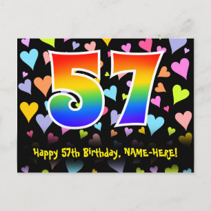Postal 57º cumpleaños: Patrón de corazones divertidos, ar