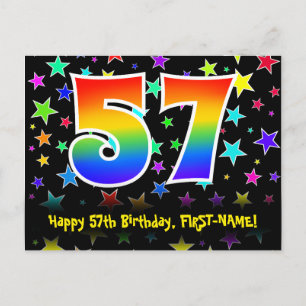 Postal 57º cumpleaños: Patrón de estrellas divertidas, ar