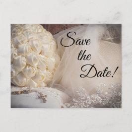 Postal 5882-Bouquet con anillos, cruces, velo