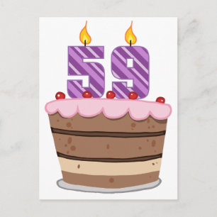 Postal 59 años en el pastel de cumpleaños