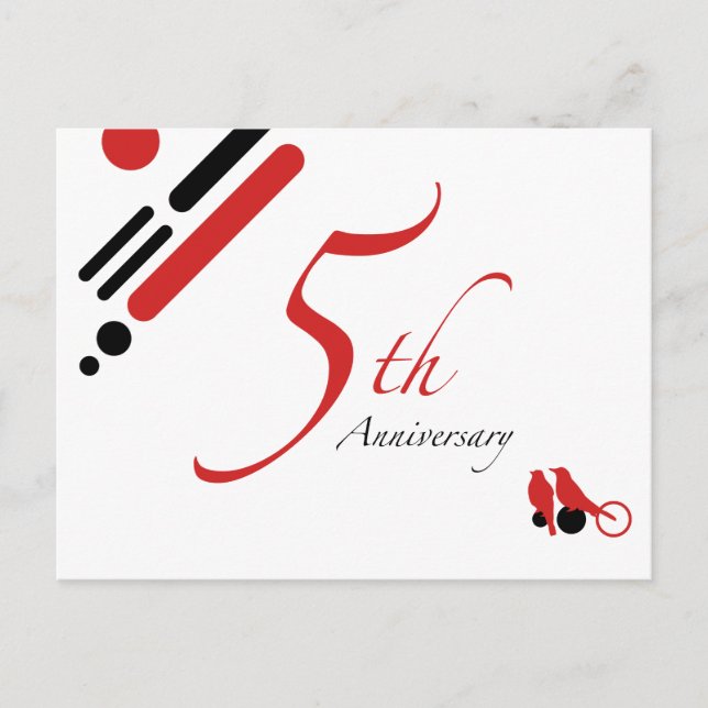 Postal 5.º aniversario (aves mod) (Anverso)