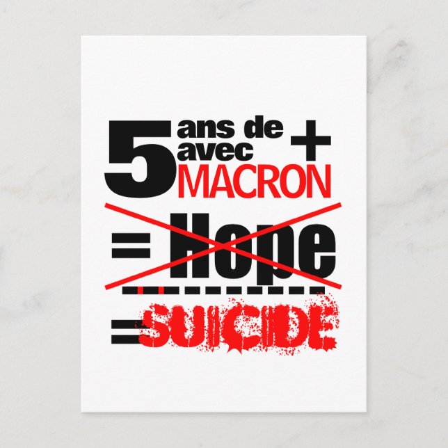 Postal 5 ans + Macron = SUICIDIO - Postcard (Anverso)