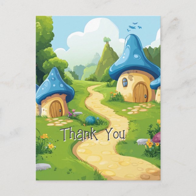 Postal 5 de 17 pueblo de Blue Mushroom (Anverso)