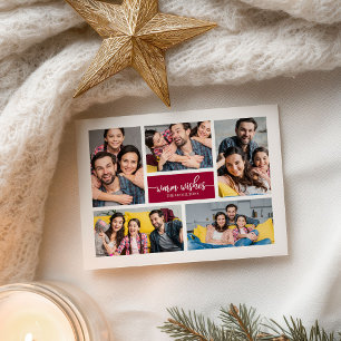 Postal 5 fotos cálidos deseos simples Navidades de clase