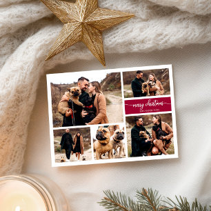 Postal 5 Fotos Collage Moda Script Feliz Navidad