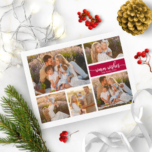 Postal 5 Fotos Deseos Cálidos Collage Moderno Navidad