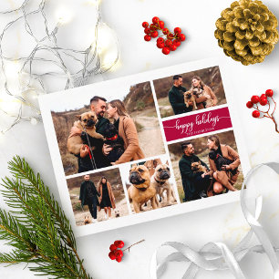 Postal 5 Fotos Felices Fiestas Navideñas Collage Moderno