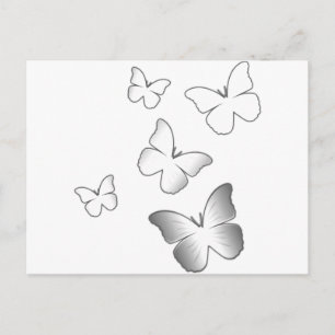 Postal 5 mariposas blancas