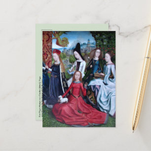 Postal 5 Mártires vírgenes en un jardín (mitad derecha: M