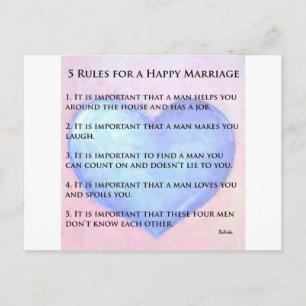 Postal 5 reglas de un matrimonio feliz