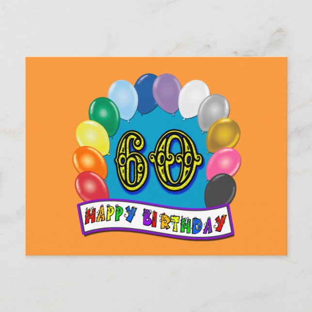 Postal 60.ª mercadería de los globos de cumpleaños (Anverso)
