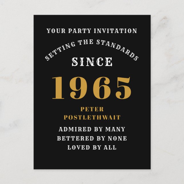 Postal 60.º cumpleaños 1965 Oro Negro (Anverso)