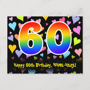 Postal 60.º cumpleaños: Patrón de corazones divertidos, a