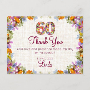 Postal 60 Aniversario Gracias - Elegante Diseño Floral