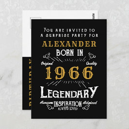 Postal 60th Birthday 1966 Black Gold Legend Invitation
