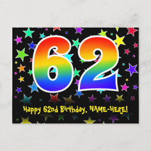 Postal 62º cumpleaños: Patrón de estrellas divertidas, ar