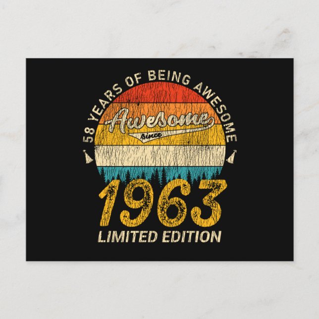 Postal 62 años de edad Regalo de cumpleaños retro genial  (Anverso)