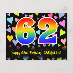 Postal 62 Cumpleaños: Patrón de Corazones Divertidos, Arc