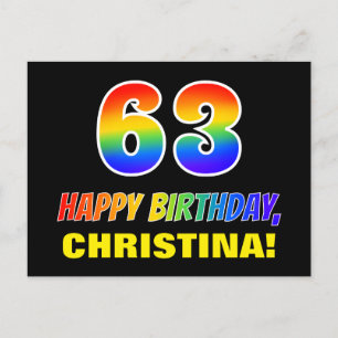 Postal 63.º cumpleaños: audaz, divertido, simple, arcoiri