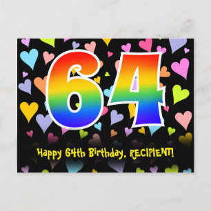 Postal 64º cumpleaños: Patrón de corazones divertidos, ar