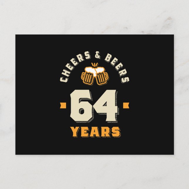 Postal 64 Alegres y cervezas a 64 años divertidos (Anverso)