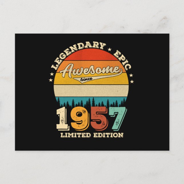 Postal 65 Year Old Awesome Since 1957 65th Birthday Gift (Anverso)