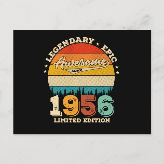 Postal 66 Year Old Awesome Since 1956 66th Birthday Gift (Anverso)
