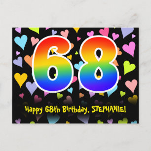 Postal 68º Cumpleaños: Patrón de Corazones Divertidos, Ar