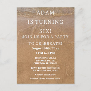 Postal 6.ª Fiesta de Cumpleaños Sandy Beach Ocean Custom