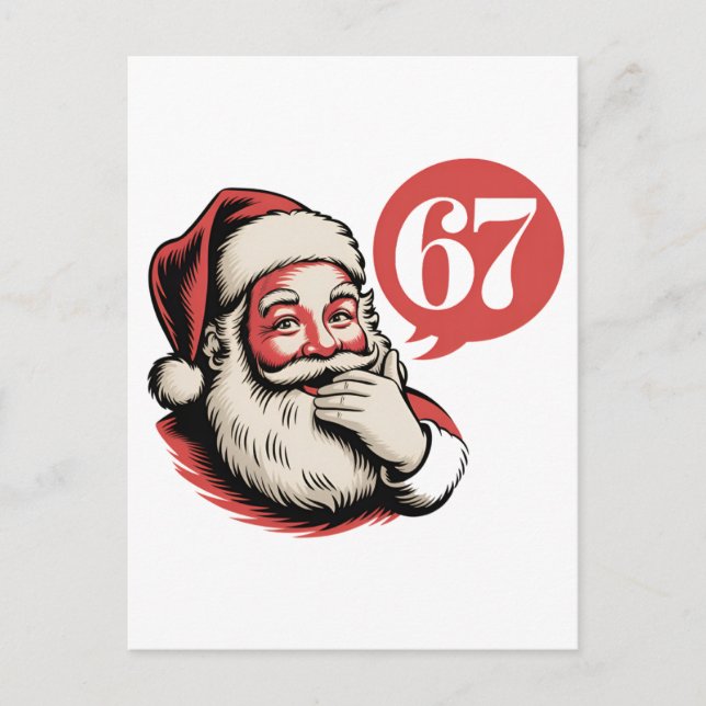 Postal 6 7 Navidad Seis Siete Brainrot Papá Noel (Anverso)