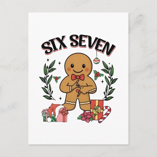 Postal 6 7 Six Seven Hand Gen Z Alpha Gingerbread Meme  (Anverso)