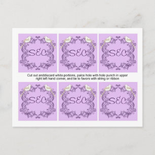 Postal 6 Aves de Amor Etiquetas de Favor de Matrimonio Pú